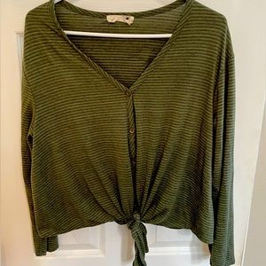 Long sleeve tie front top